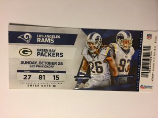 Los Angeles Rams Vs Green Bay Packers October 28,  2018 Ticket Stub