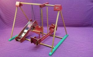 Vintage 1950s Ginny Vogue Doll Wood Gym Play Set - - - Swings & Slide - - - Best