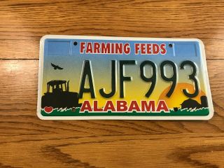 Alabama Farming Feeds License Plate Car Tag Unissued Tractor Farms