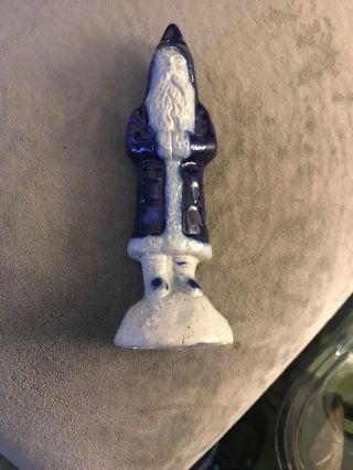 Vintage 1994 Salmon Falls Stoneware Dover Nh Cobalt Blue Salt Glazed Santa Claus