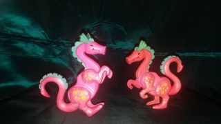 Vtg 70s Fisher Price Set Of 2 Dragons For Play Family Castle