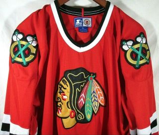 Vintage Nhl Chicago Blackhawks Starter Jersey Xl Stitched Patches