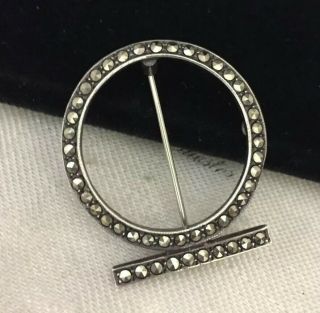 Vintage Jewellery Unusual Art Deco Style Sterling Silver And Marcasite Brooch