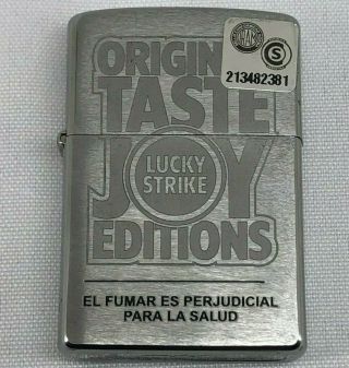 Vintage Orginal Zippo Windproof Lighter Lucky Strike Taste Joy Editions