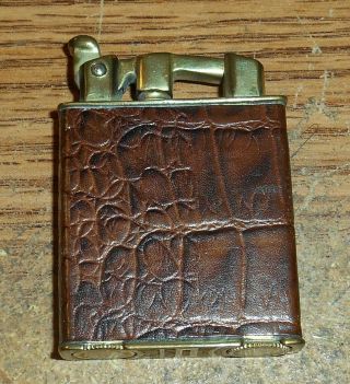 Early Carlton Automatic Kum - A - Part Leather Wrapped Lighter/very Rare/very