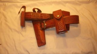 Vintage Safariland 44 Magnum Leather Holster,  Belt,  & 3 Magazines