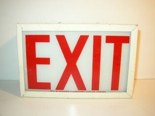 Vintage Store Lighted Exit Sign By Western Flourescent Light Co Chicago 2