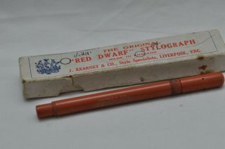 Lovely Rare Vintage Red Hard Rubber The " Red Dwarf " No2 Stylograph Pen J Kearney