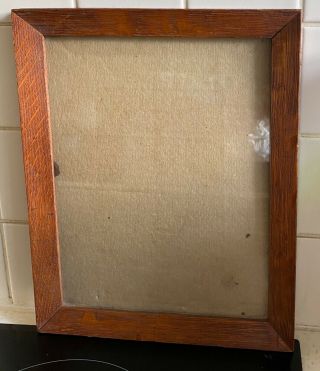 Antique/vintage Oak Picture Frame With Glass &backing Card
