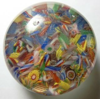Old Well Worn Antique Millefiori Art Glass Paperweight No Date Chinese Scramble