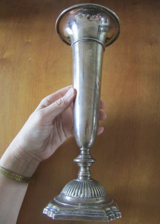 Vintage Sterling Silver Vase 11 " Tall,  Weighted Base,  Fisher Silversmiths Of Nj