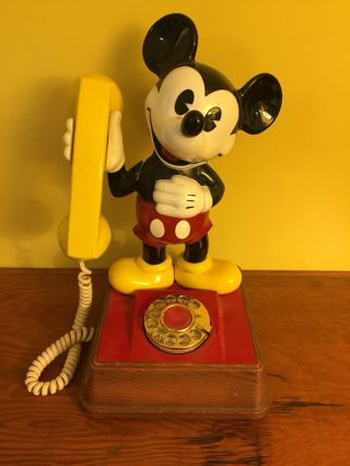 Vintage Walt Disney Mickey Mouse Atc Telephone Rotary Dial 15 ".  Euc