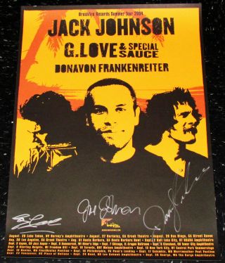2004 Jack Johnson G - Love Donavan Frankenreiter Signed Music Concert Poster