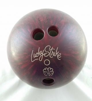 Vintage Lucky Strike Bowling Ball Pink Magenta Marbled Swirl 13 Lb 13.  6 Oz