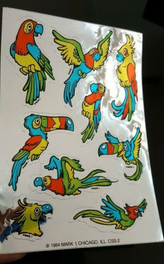 Private Listing C 81 80s Mark 1 Metallic Parrot Stickers 1 Sheet Scratch&sniff