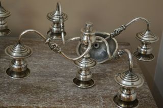 Vintage From 1950 ' s Set 2 Pair Pole Silver Co.  Plated Candelabras 2