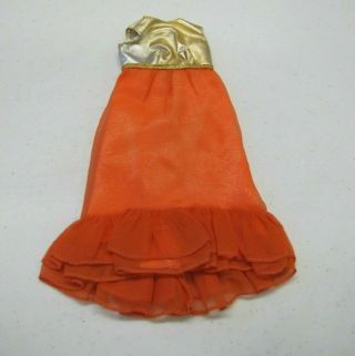 Vintage Barbie " Goldswinger " 1494 Orange Chiffon Gold Lamé Dress Evening Gown