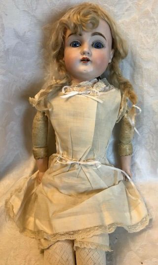 Antique Dep Bisque Doll With Leather Body 18 "