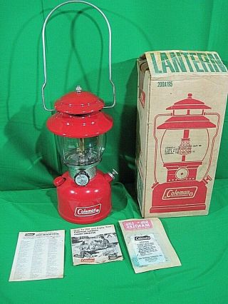 Coleman Red Lantern 200a 1975 Made In U.  S.  A.  W/ Box & Paperwork