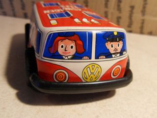 Volkswagen VW Red Bus Tin Toy car Japan Vintage Friction Wind - Up 1970 ' s 3