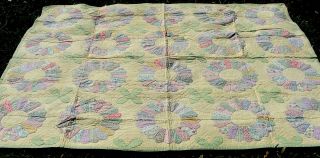 Antique Dresden Plate All Hand Quilted Quilt,  83 " X 64 "