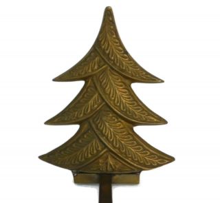 Vintage All Brass Heavy Christmas Xmas Tree Stocking Holder Hanger Hook 2