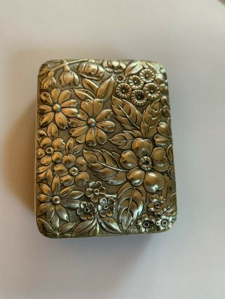 Vintage Gorham Floral Repousse Style Sterling Silver Key Chain Hinged Box 47
