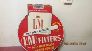 Vintage L&m Filters Cigarette Tobacco Die Cut Tin Embossed Sign