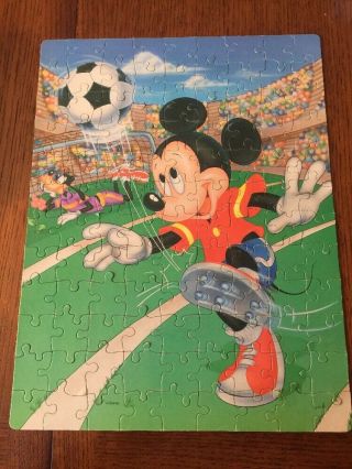 Vintage 4649a Golden 100 Lg Pc Jigsaw Puzzle Disney Mickey Mouse Soccer