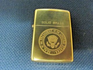 Vintage Zippo Solid Brass Lighter With Presidential Seal - Rare