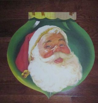 Vintage 2 Sided Vintage Santa Green Christmas Ornament Food Gifts Store Sign