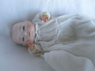 Vntge Small Bisque German Bye - Lo Baby Doll - 9 " - Orig Stamped Body - Vntg Dress