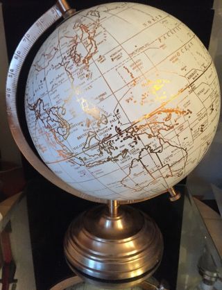 Vintage Style Copper World Globe Map 30cm High Home Decor