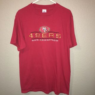 Vtg 90s Logo 7 San Francisco 49ers T - Shirt Men’s L Red Sf Nfl Football