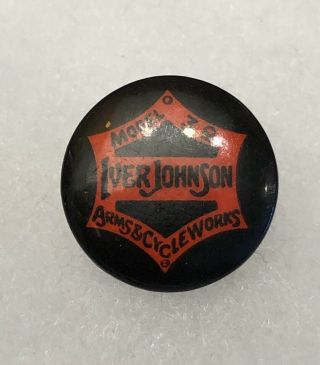 Antique 1890s 1900s Bicycle Stud Celluloid Button Pin Iver Johnson Arms & Cycle