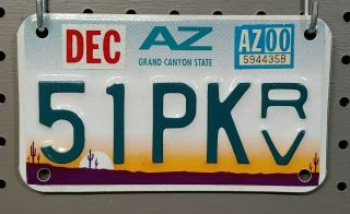 Arizona " Rv " License Plate (/ Nos)