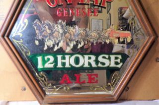 Vintage Genesee 12 Horse Ale On Tap Hexagon Mirror Bar Sign Beer Advertising 2