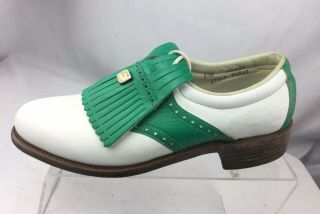 Footjoy Classics Dryjoys Vintage Green/white Kiltie Sz 7.  5 A Womens Golf Shoes