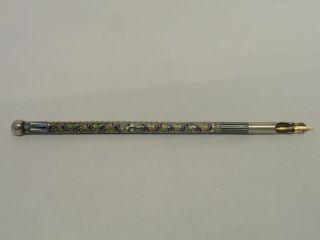 Antique Russian Silver 84 Cloisonne Enamel Fountain Pen,  Length Is 6.  75 Inches