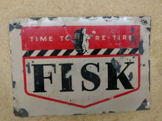 Time To Re - Tire Fisk Metal Sign Oil Vintage Gas Service Station Old Car Truck