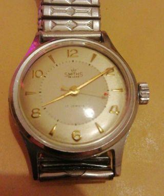 Vintage Chrome Smiths Deluxe 17 Jewels Gents Watch Very Good