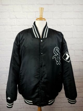 Vintage 90s Chicago White Sox Satin Jacket Sz 3xl Black Mlb Majestic Vtg