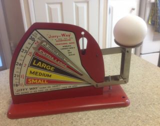 Vintage Antique Jiffy - Way Red Metal Egg Scale Owatonna Minnesota
