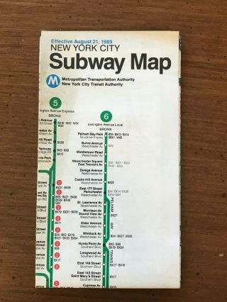 1989 York City Subway Map - Mta / York City Transit Authority