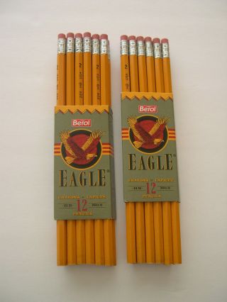 Vintage Berol Eagle No 2 Hb Pencils 1 Pk Of 12 & 1 Pk Of 11 Pencils 1993