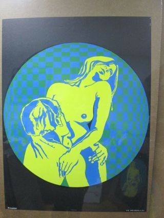 Vintage Lovers Black Light Poster 1970 