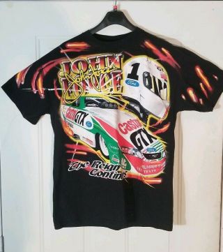 John Force Ford Vintage Shirt 90s 1 Mustang Nhra Winston Champion Drag Racing Xl