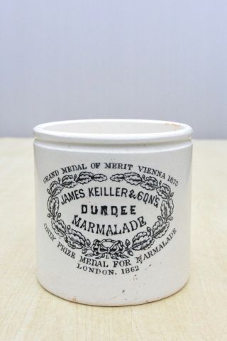 Vintage C1900s Scarce 2lb James Keiller & Sons Dundee Marmalade Maling Pot Jar