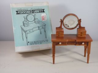 Vintage Dollhouse Miniatures Wood Mirrored Vanity 607