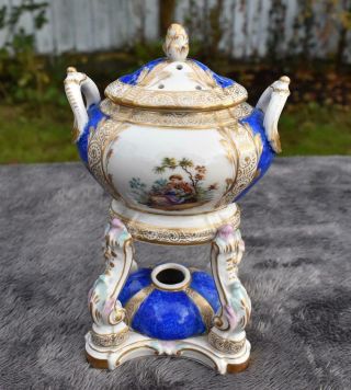 Antique 19thc Berlin German Porcelain Brûle - Parfum / Pastille Burner - Sceptre